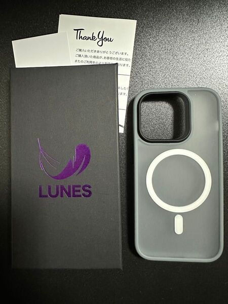 LUNES iPhone 14 pro ケース グレー magsafe 美品