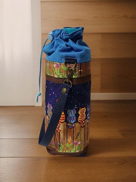 ハンドメイド ペットボトルカバー650ml 水筒入れアルミシートつき 猫柄 サーモス ボトル入れカバー マグボトル入れ