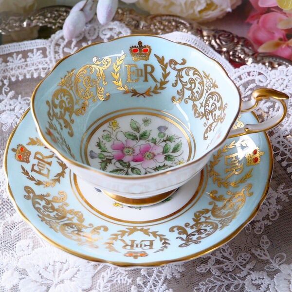 【美品】英国パラゴン 1953年 エリザベスⅡ世即位記念 カップ&ソーサー F1