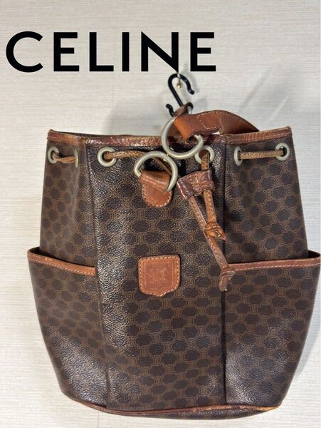 CELINE セリーヌ ショルダーバッグ マカダム柄 レザー ブラウン