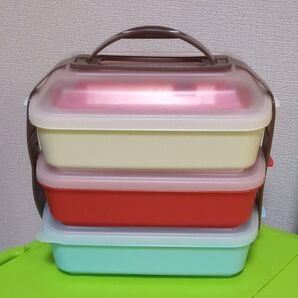 ピクニック 3段お弁当箱 ランチBOX コンパクト収納 ポリプロピレン素材
