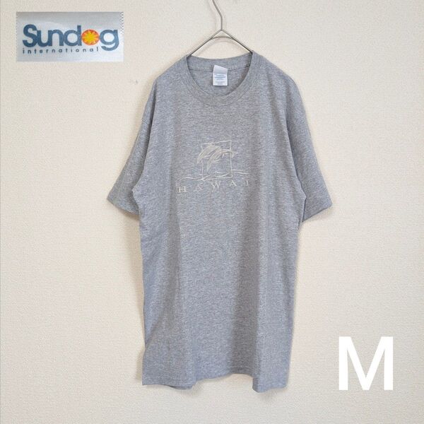 Sundog Hawaii Tシャツ M 刺繍 イルカ 半袖 オーバーサイズ Tシャツ 半袖 半袖Tシャツ グレー