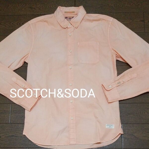 SCOTCH&SODA あと染め ボタンダウンシャツ オレンジ系 M