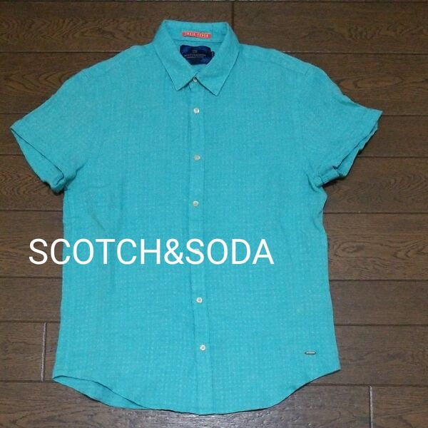 SCOTCH&SODA リネン100% カジュアルシャツ メンズ レディース グリーン S