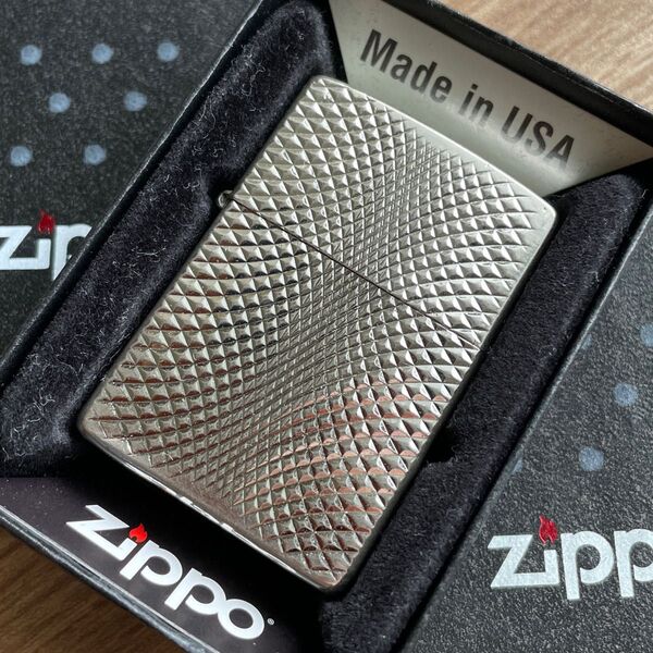 【USED美品】zippo 2002年 vintage ダイヤカット装飾ジッポー
