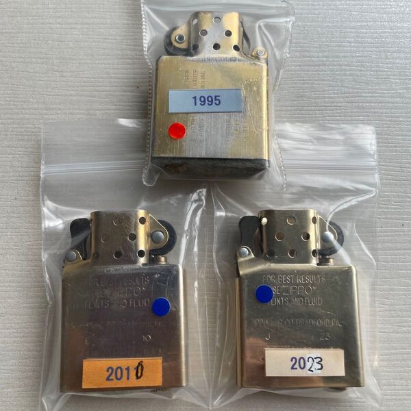 【未使用2個+USED1個】zippo GOLD インサイドユニット 3個セット