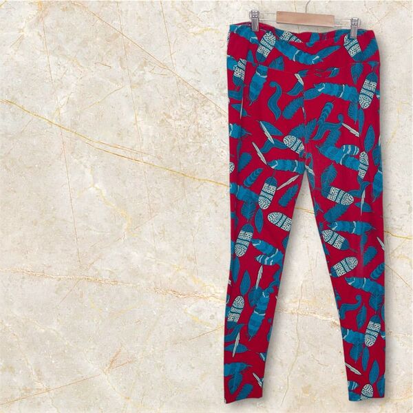 《一点限り!》 Lularoe 植物プリント レギンス 赤 青 カラフル 柄 スパッツ ヨガパンツ 派手 柄