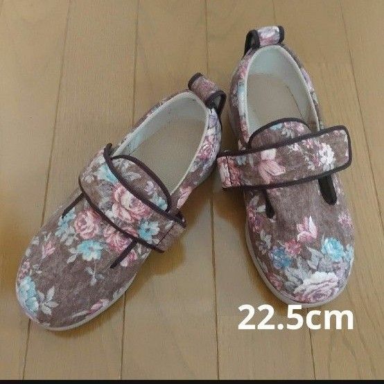 花柄☆スリッポン/マジックテープ/22.5cm