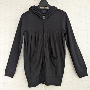 【AS KNOW AS de base】ブラック フード付き ジップ パーカー