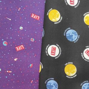 オックス 綿プリント生地 宇宙 LIFE 2枚セット