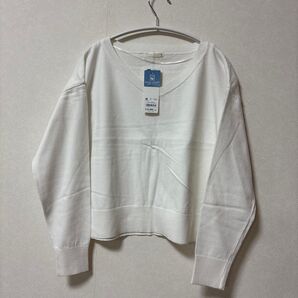 GU Vネックセーター Mサイズ オフホワイト コットンブレンド