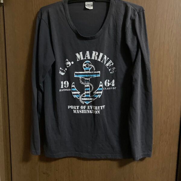 U.S.MARINES ロングTシャツ ネイビー プリント