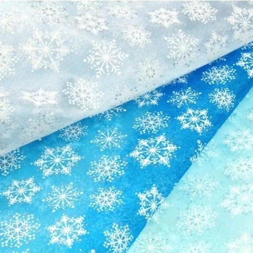 生地 オーガンジー生地 雪の結晶≪ダブル幅≫ アナ雪 舞台衣装 ヘアアクセサリー 雪の結晶 冬
