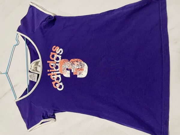 adidas Tシャツ パープル レディースL size