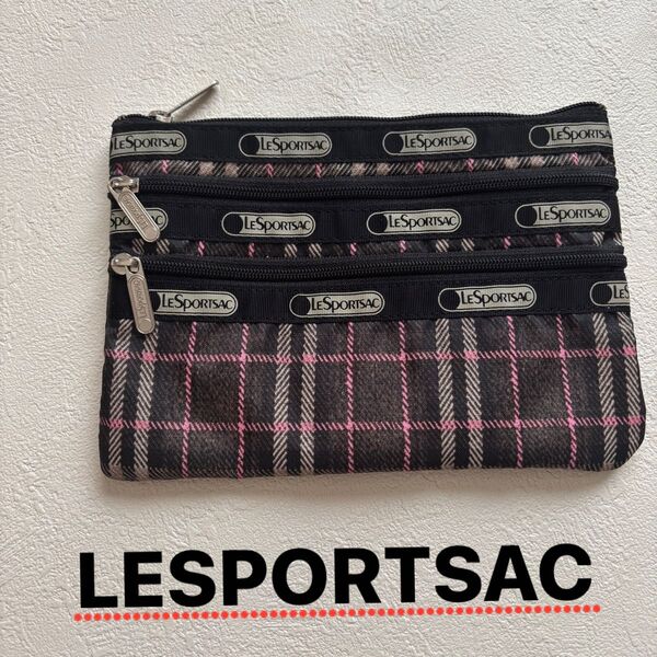 LESPORTSAC LeSportsac レスポートサックコスメティック3ジップポーチ チェック柄