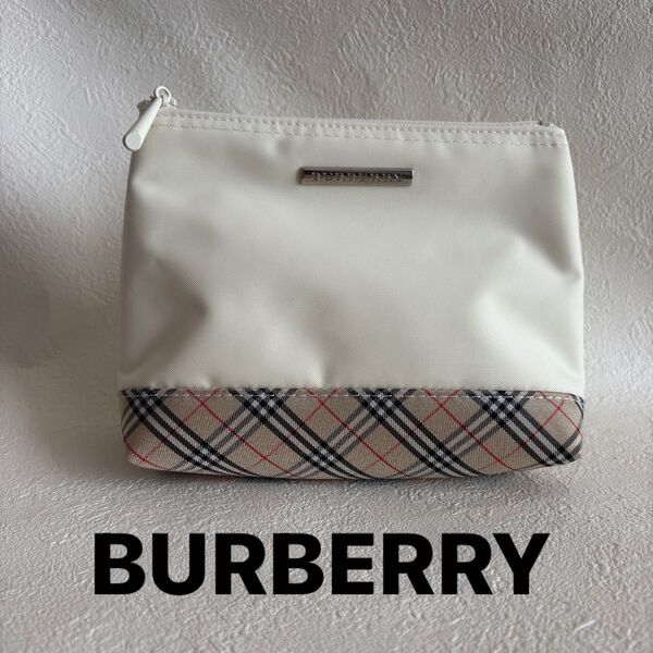 BURBERRY バーバリー ポーチ 小物入れ ノバチェック×ホワイト 化粧ポーチ