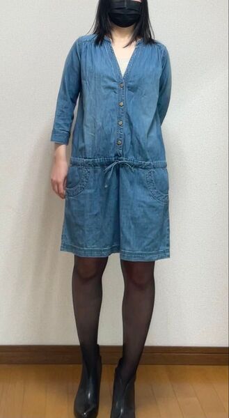 AMERICAN RAG CIE デニム 七分袖ワンピース