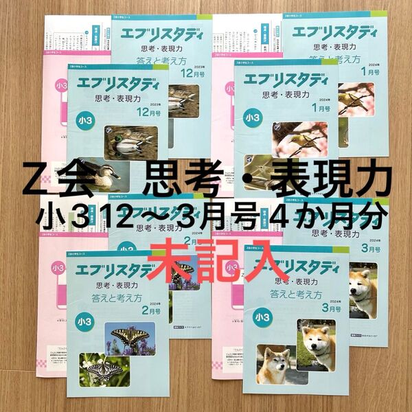 Z会 エプリスタディ 思考・表現力 小3 12〜3月号 4か月まとめ売り 未記入
