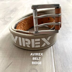 【AVIREX】アヴィレックス 布ベルト ミリタリー 匿名配送 プリント メンズ ベージュ