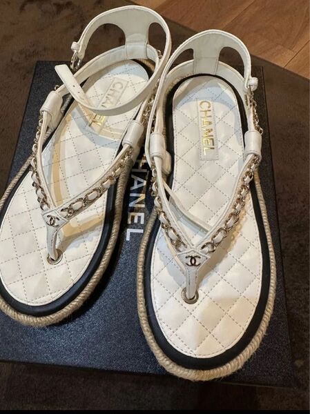 シャネル CHANEL サンダル チェーンサンダル39 ココマーク マトラッセ