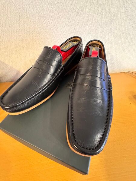 GLENFORD ハンドメイド 本革 ローファー マッケイ製法 スリッポン スムース ブラック 25.5