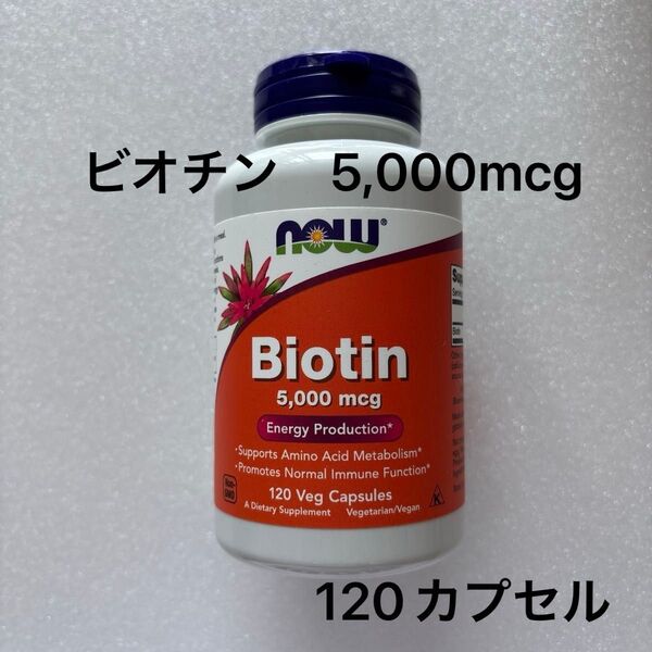 NOW Foods ビオチン 5000mcg 120粒