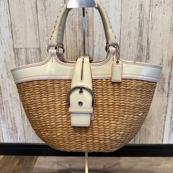 【COACH コーチ】ストローバッグ かごバッグ ハンドバッグ