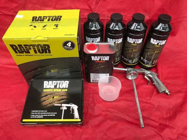 正規輸入品!ラプターライナー ティンタブル 4Lとラプターライナー純正塗装ガンセット RAPTOR LINER ベッドライナー