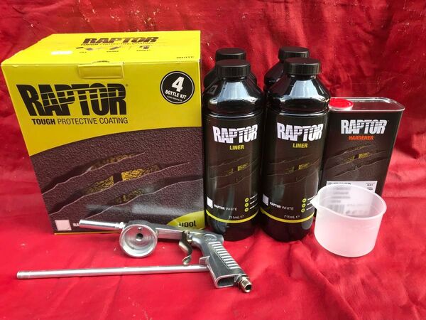 正規輸入品!ラプターライナー ホワイト 4Lとラプターライナー純正塗装ガンセット RAPTOR LINER ベッドライナー