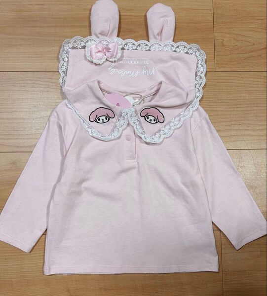 新品☆ バースデイ フタフタ マイメロ耳付きセーラー襟長袖Tシャツ 90