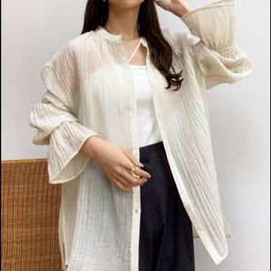 callautia ブラウス シャツ バックスリットシアーシャツ