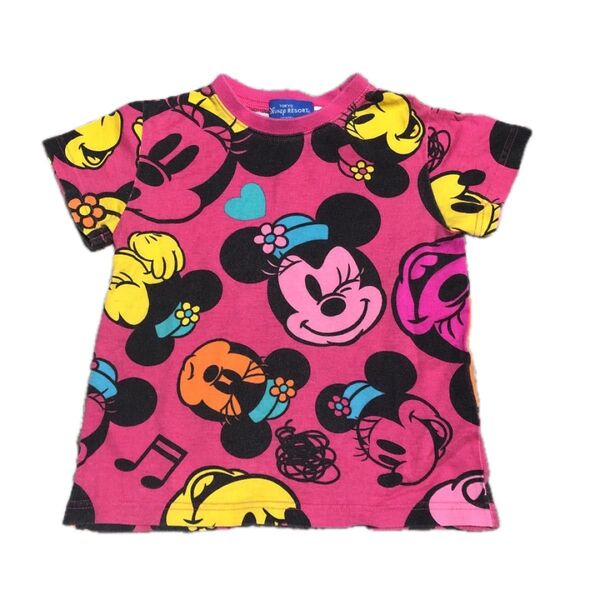 ディズニーリゾートDisney ミニー総柄Tシャツ 100 半袖 キッズ 女の子