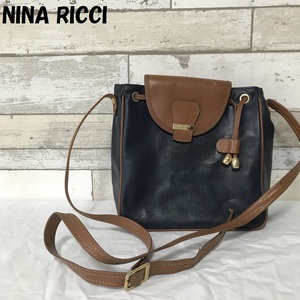 【人気】NINA RICCI/ニナリッチ イタリア製 巾着ショルダーバッグ ネイビー/5494