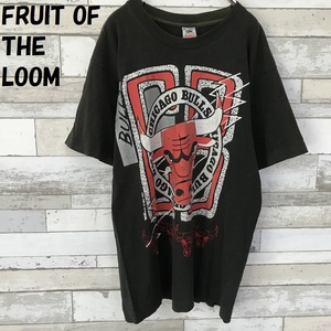 【人気】FRUIT OF THE LOOM フルーツ・オブ・ザ・ルーム USA製 シカゴブルズ ビックプリントTシャツ ブラック サイズM/3651
