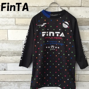 【人気】FinTA フィンタ トレーニングシャツ 七分袖 ブラックベース サイズS/3880