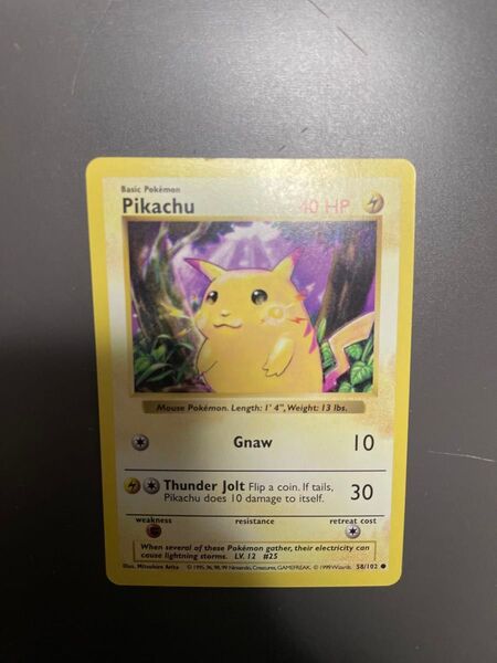 1999 POKEMON GAME 58 PIKACHU YELLOW CHEEKS-SHADOWLESS ピカチュウ 英語ポケカ
