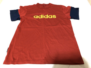 adidas( Adidas ) shirt short sleeves red group tops comfortable is good shoulder width approximately 46cm length of a sleeve approximately 17cm bust approximately 92cm dress length approximately 59cm[ outlet ]Q1