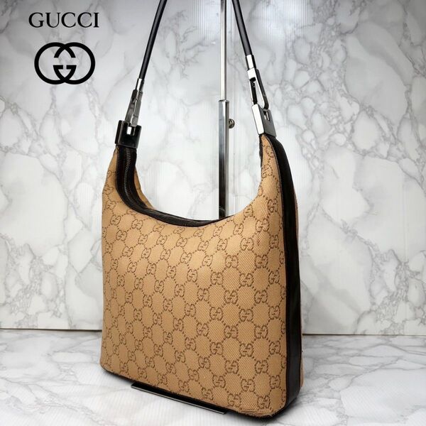 07 GUCCI グッチ ワンショルダーバッグ ショルダーバッグ GGキャンバス 肩掛け ベージュ