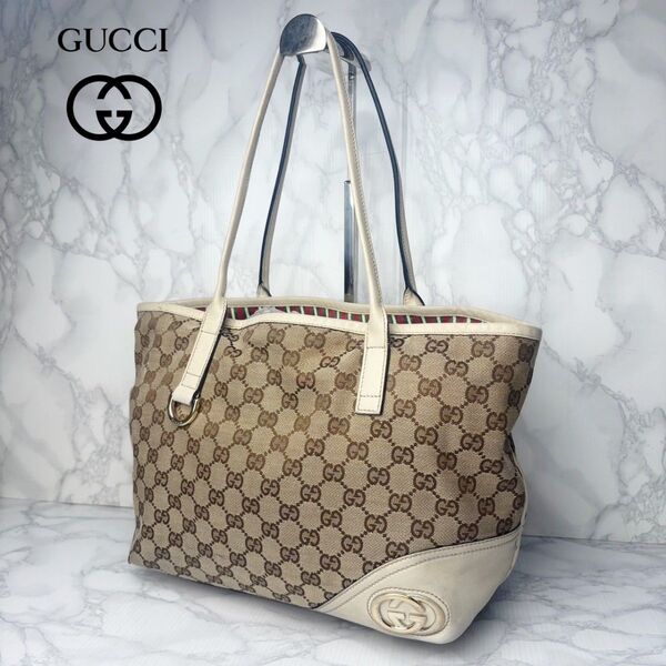 031 GUCCI グッチ トートバッグ ハンドバッグ 肩掛け GGキャンバス