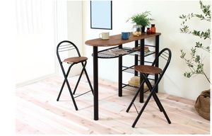 / new goods / free shipping / high counter table 3 point set iron + wood grain pattern simple design / high desk work table / staying home ../tere Work to 