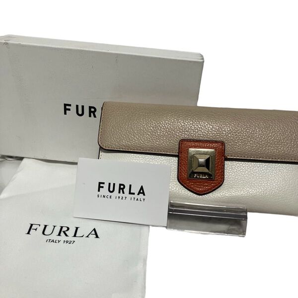 【箱あり◎保存袋付】フルラ FURLA 長財布 ホワイト ベージュ バイカラー レディース 女性 送料無料