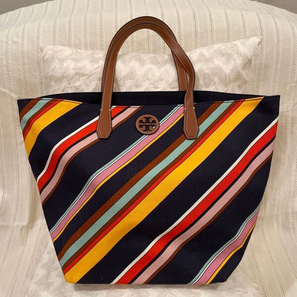 TORY BURCH エラトートバッグ マルチカラー ストライプ ショルダーバッグ