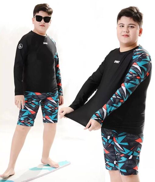 新品未使用 150㎝ ラッシュガード 水着 男児2点セット 海水浴 プール 速乾 日焼け防止 ジュニア 上下セット セットアップ