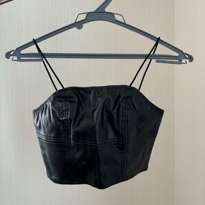 フェイクレザー キャミソール 重ね着 キャミトップス