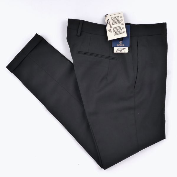 【新品未使用】SANTANIELLO サンタニエッロ◆Made In Italy◆46◆ブラック ウール混 スリム ストレッチ スラックス パンツ
