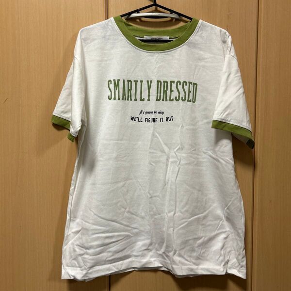 Tシャツ ホワイト×グリーン M