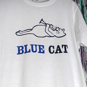 送込【BLUE CAT Records】★のび猫のラッパ吹き★ホワイト★S~XLサイズ