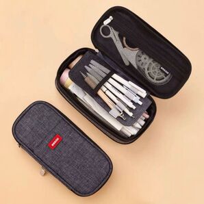 ペンケース 大容量 マチつき 筆箱 多機能 帆布 マチ付き ペンケース グレー