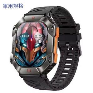 スマートウォッチ 軍用規格 日本語対応 通話機能付き 健康管理モニター GPS 気圧計 650mAh 2025年 新品 ブラック