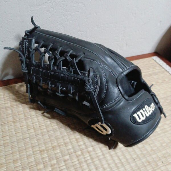 Wilson 野球グローブ ブラック レザー 希少左利き 硬球 外野手